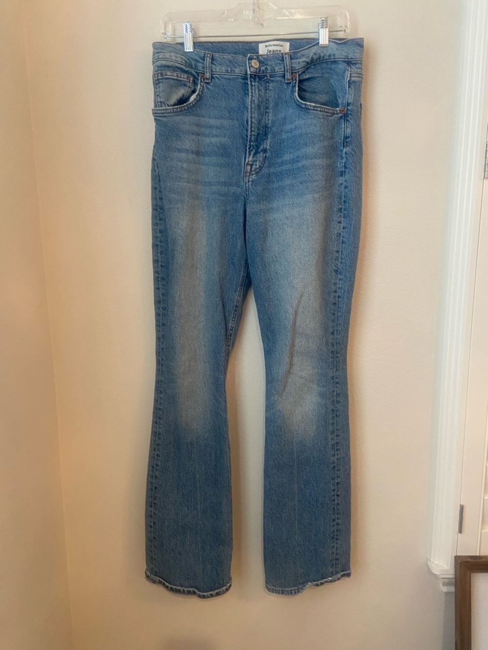 Reformation Peyton High Rise Bootcut Jeans Light Wash Size 30 33” Inseam